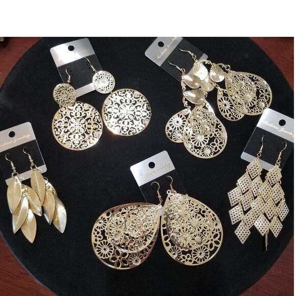 5 Fashion Costume Boho Gold Jewelry Earrings Long Dangle Hook Earrings - Picture 1 of 10